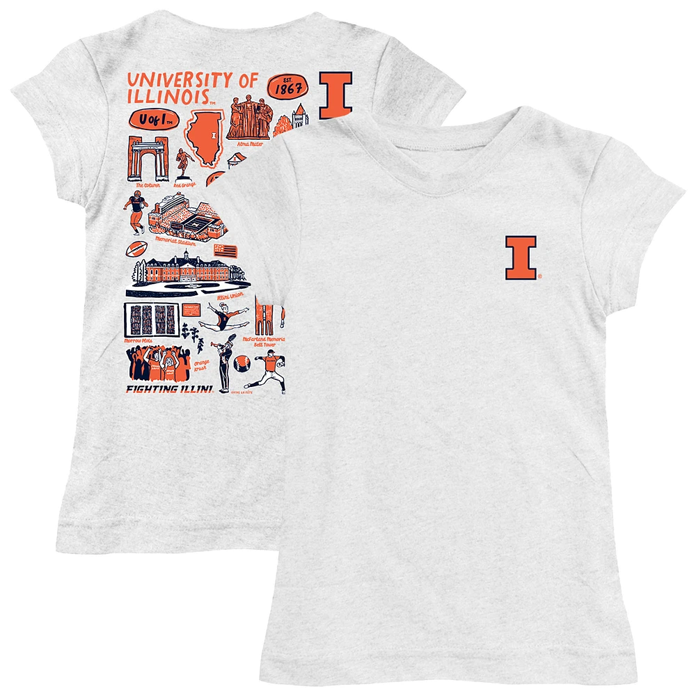 Girls Toddler Vive La Fete White Illinois Fighting Illini Impressions Artwork T-Shirt
