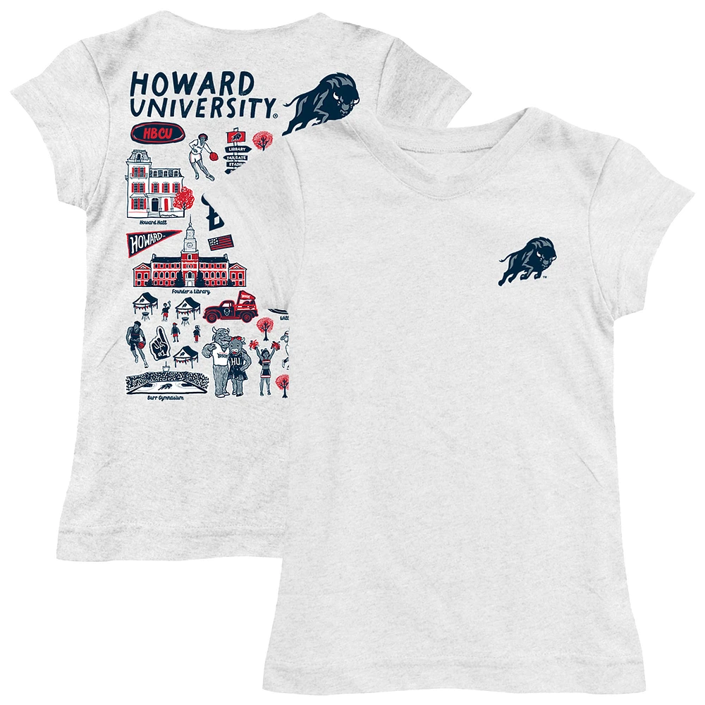 Girls Toddler Vive La Fete White Howard Bison Impressions Artwork T-Shirt
