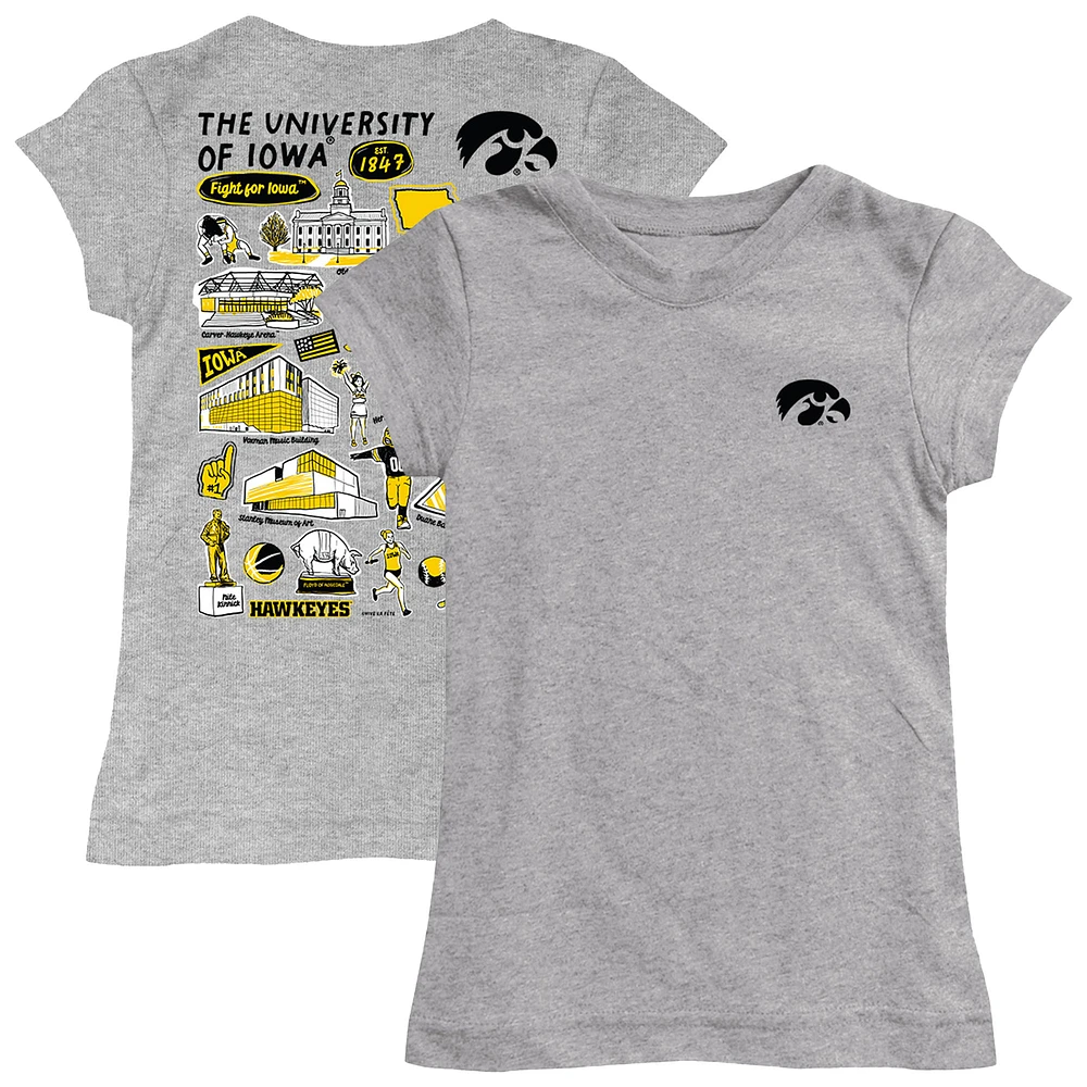 Girls Toddler Vive La Fete Heather Gray Iowa Hawkeyes Impressions Artwork T-Shirt
