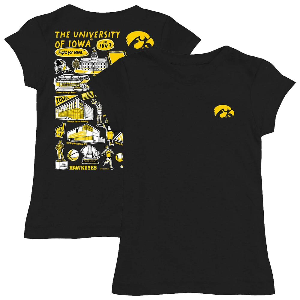 Girls Toddler Vive La Fete Black Iowa Hawkeyes Impressions Artwork T-Shirt