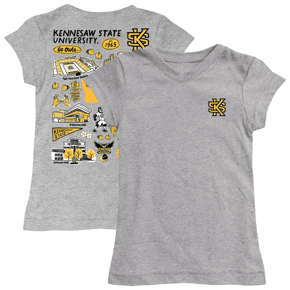 Girls Toddler Vive La Fete Heather Gray Kennesaw State Owls Impressions Artwork T-Shirt