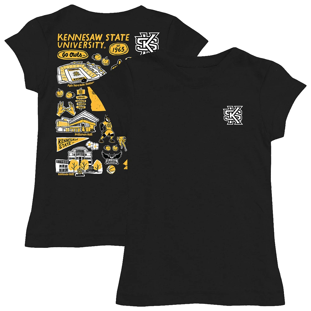 Girls Toddler Vive La Fete Black Kennesaw State Owls Impressions Artwork T-Shirt