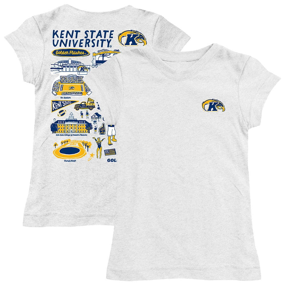 Girls Toddler Vive La Fete White Kent State Golden Flashes Impressions Artwork T-Shirt