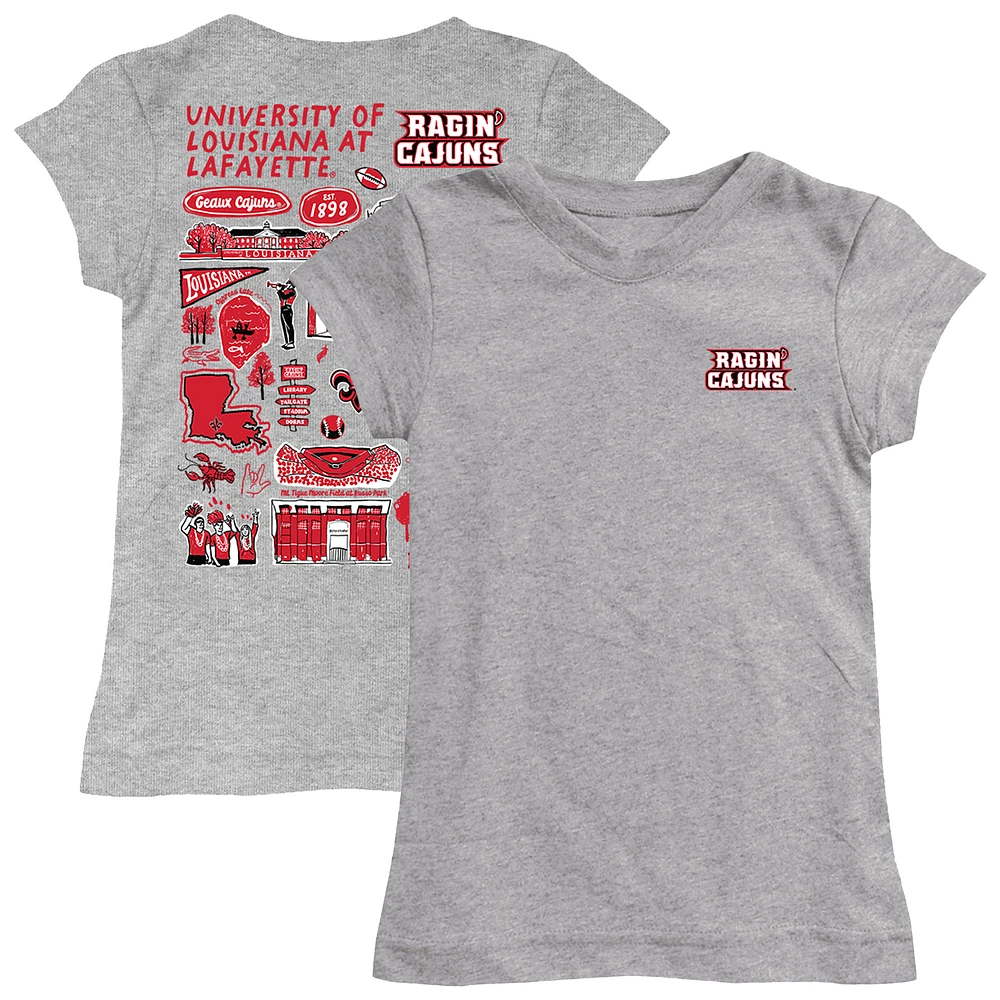 Girls Toddler Vive La Fete Heather Gray Louisiana Ragin' Cajuns Impressions Artwork T-Shirt