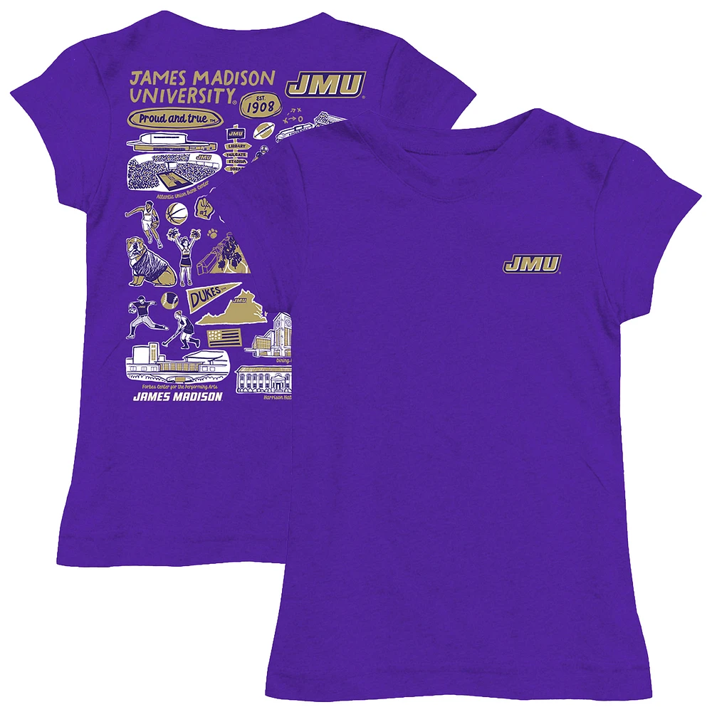 Girls Toddler Vive La Fete Purple James Madison Dukes Impressions Artwork T-Shirt