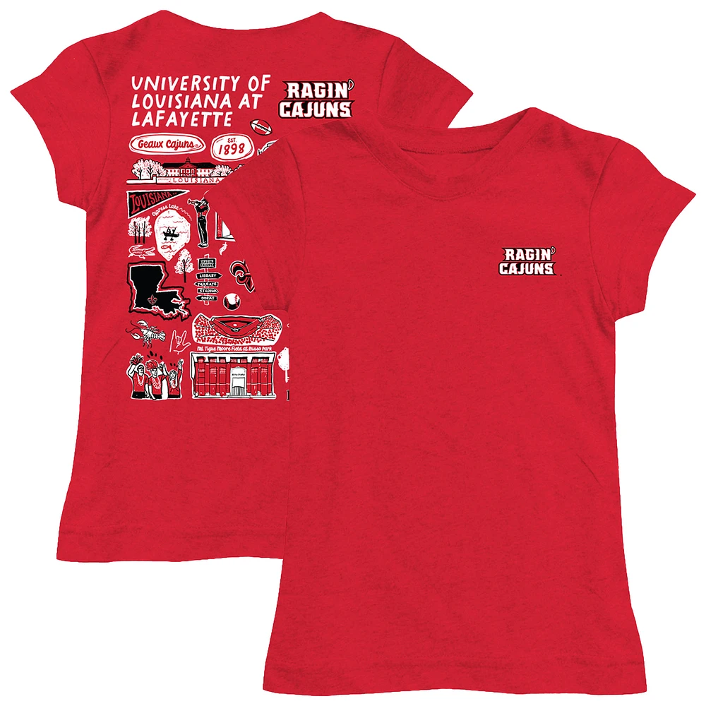 Girls Toddler Vive La Fete Cardinal Louisiana Ragin' Cajuns Impressions Artwork T-Shirt