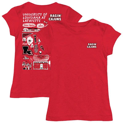 Girls Toddler Vive La Fete Cardinal Louisiana Ragin' Cajuns Impressions Artwork T-Shirt