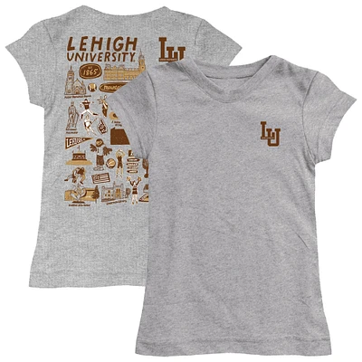 Girls Toddler Vive La Fete Heather Gray Lehigh Mountain Hawks Impressions Artwork T-Shirt