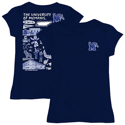 Girls Toddler Vive La Fete Navy Memphis Tigers Impressions Artwork T-Shirt