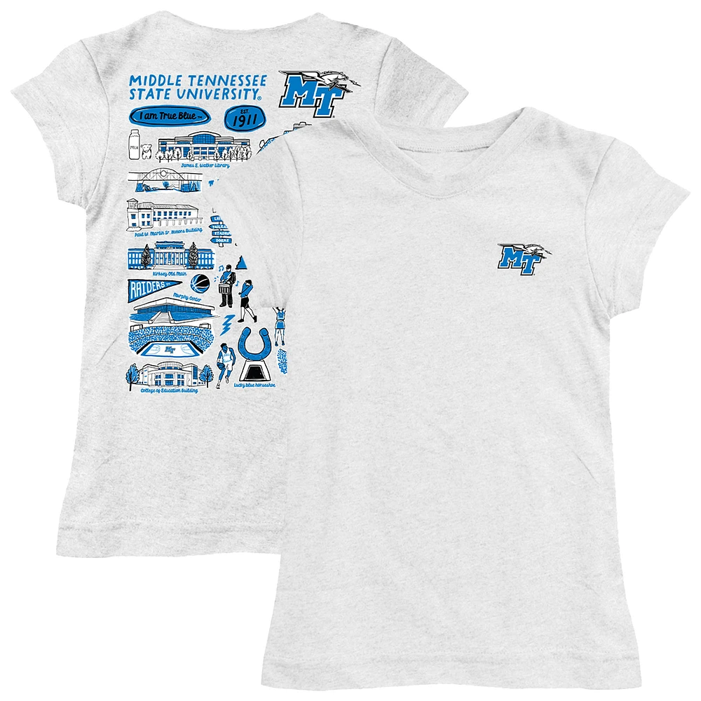 Girls Toddler Vive La Fete White MTSU Blue Raiders Impressions Artwork T-Shirt