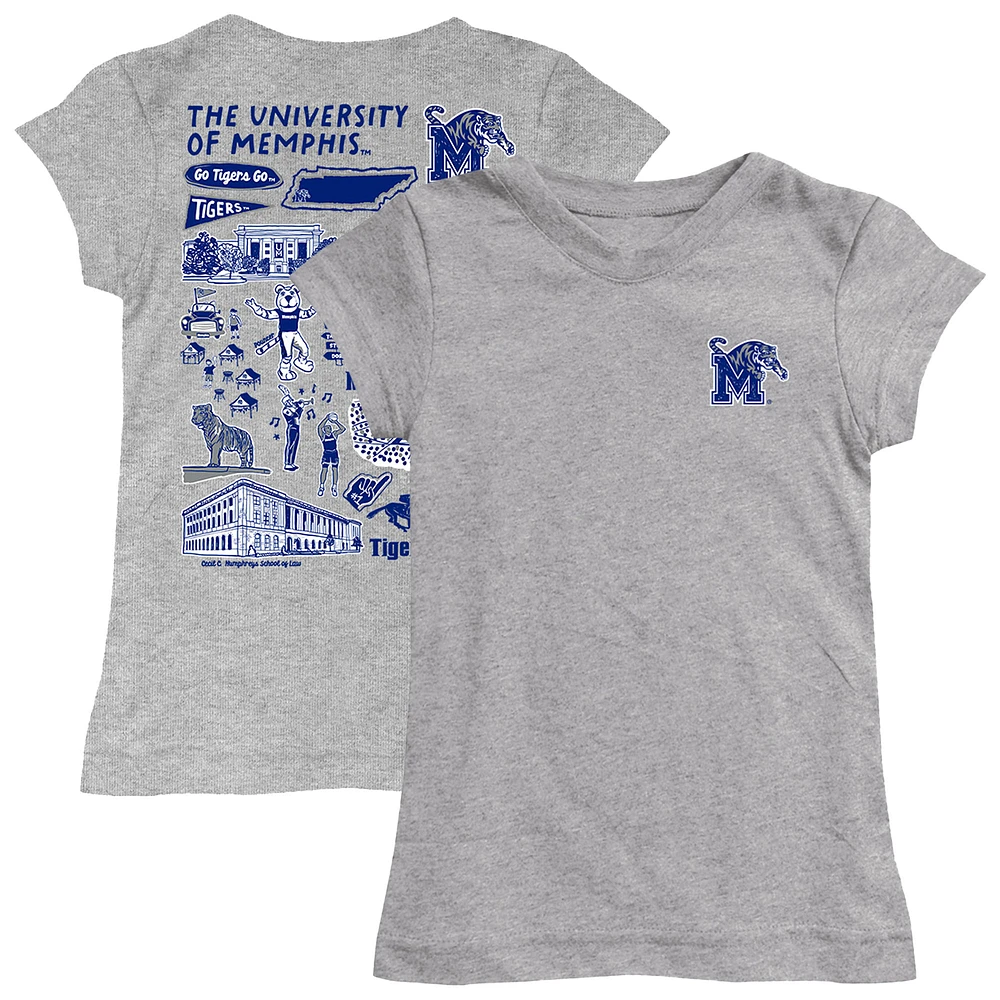 Girls Toddler Vive La Fete Heather Gray Memphis Tigers Impressions Artwork T-Shirt