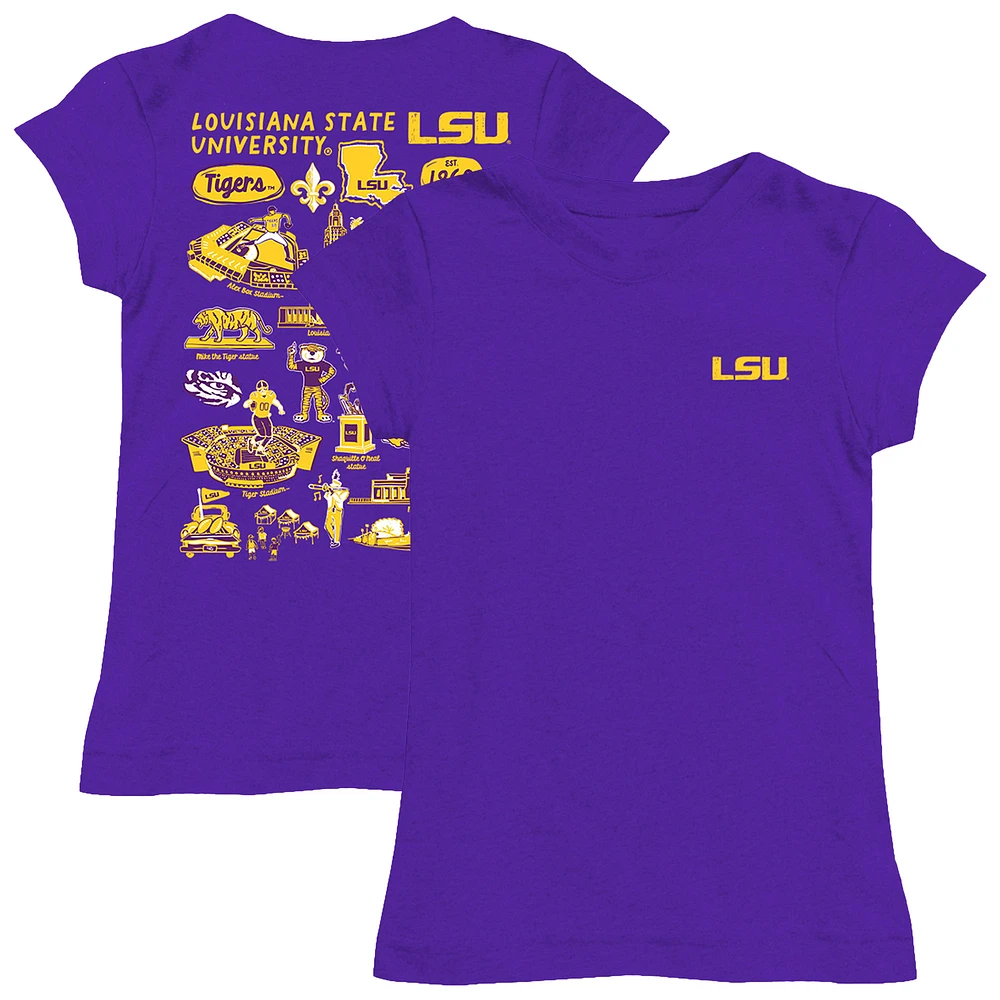 Girls Toddler Vive La Fete Purple LSU Tigers Impressions Artwork T-Shirt