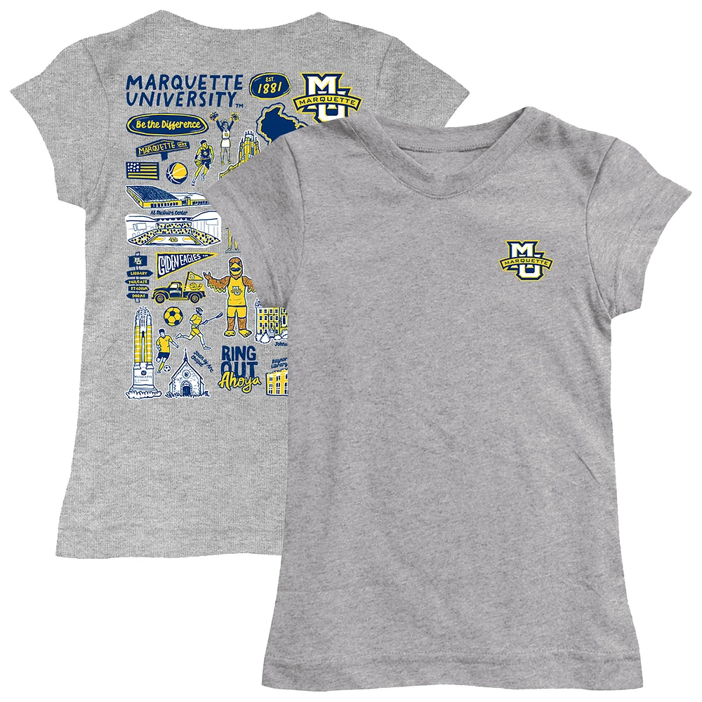 Girls Toddler Vive La Fete Heather Gray Marquette Golden Eagles Impressions Artwork T-Shirt