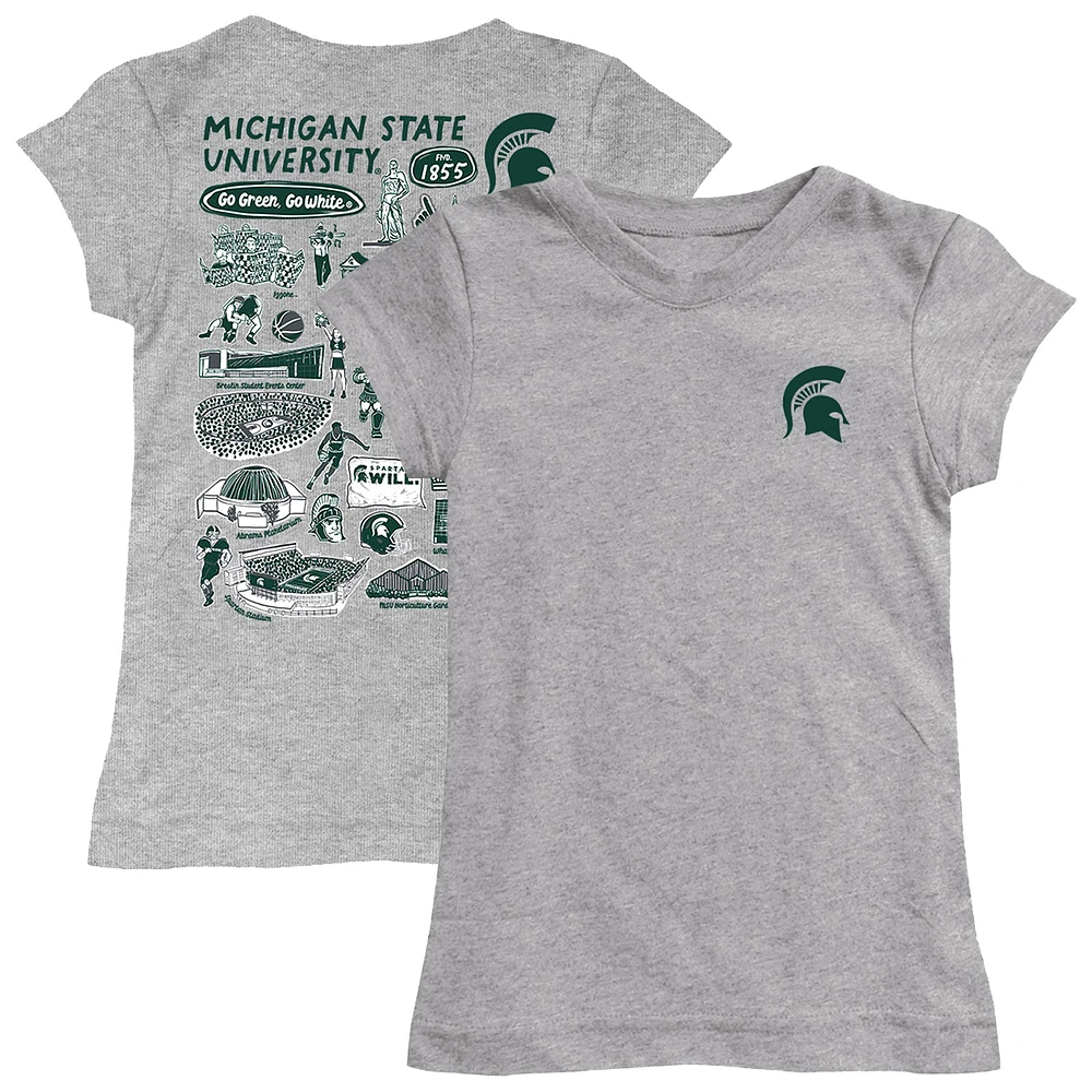 Girls Toddler Vive La Fete Heather Gray Michigan State Spartans Impressions Artwork T-Shirt