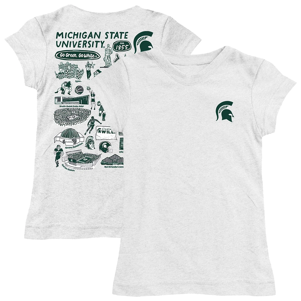Girls Toddler Vive La Fete White Michigan State Spartans Impressions Artwork T-Shirt