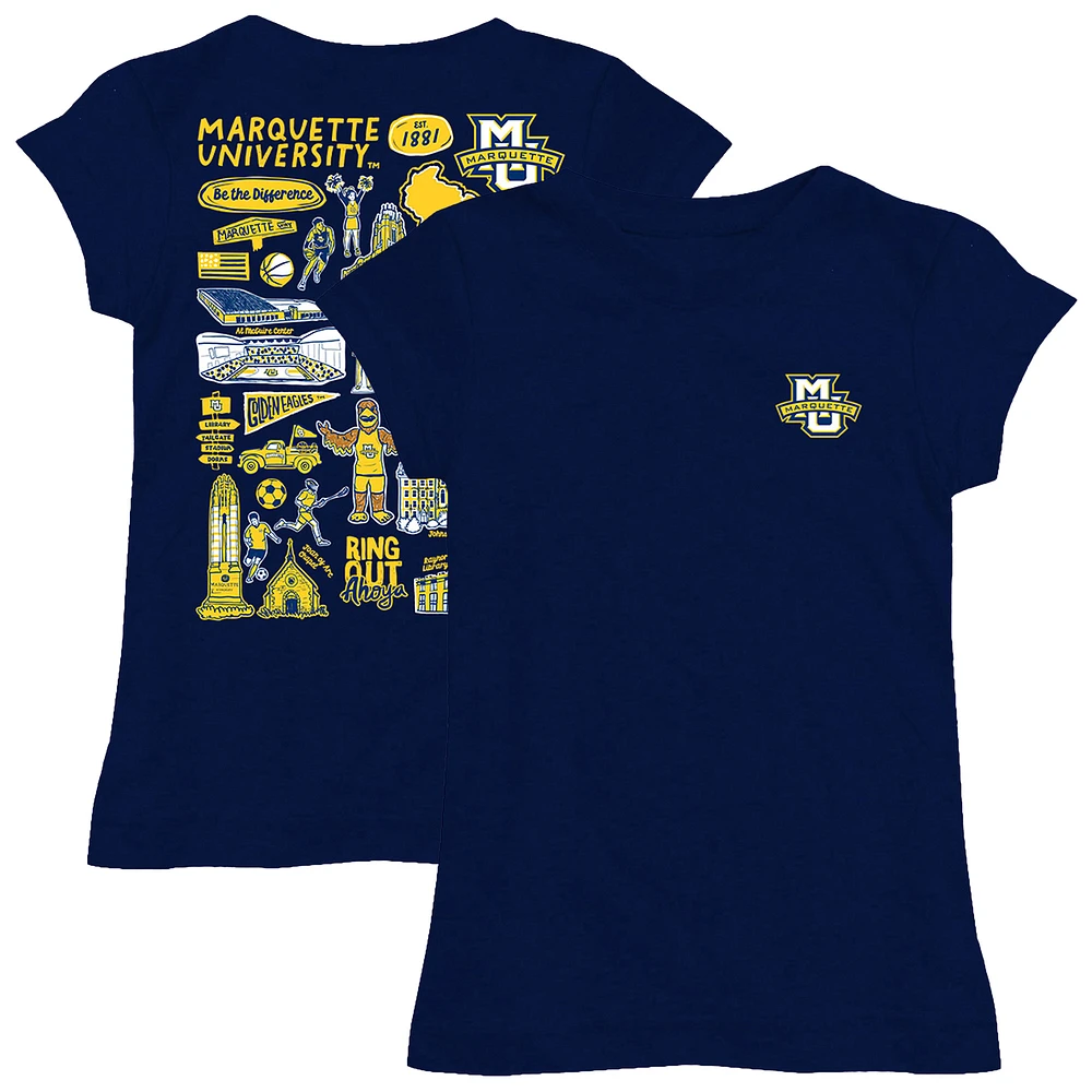 Girls Toddler Vive La Fete Navy Marquette Golden Eagles Impressions Artwork T-Shirt