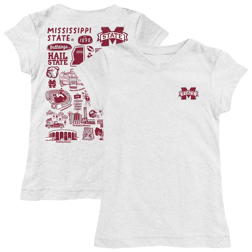 Girls Toddler Vive La Fete White Mississippi State Bulldogs Impressions Artwork T-Shirt