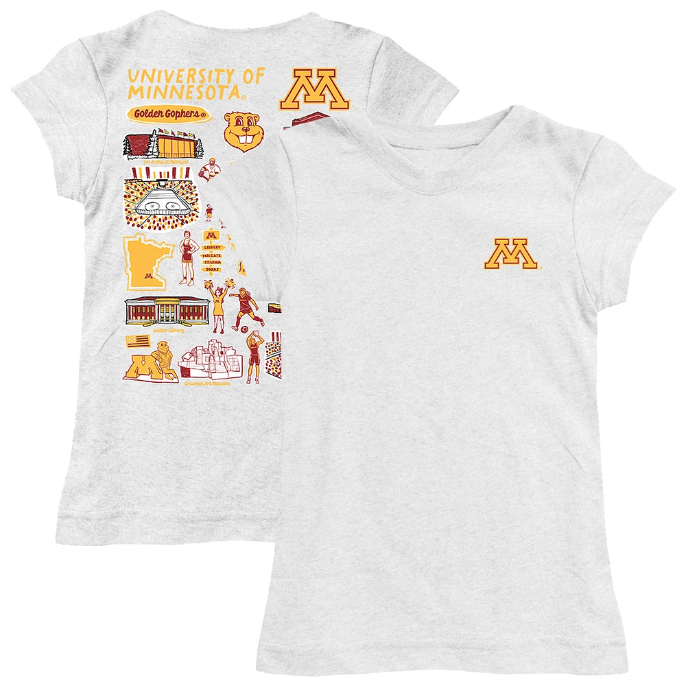 Girls Toddler Vive La Fete White Minnesota Golden Gophers Impressions Artwork T-Shirt