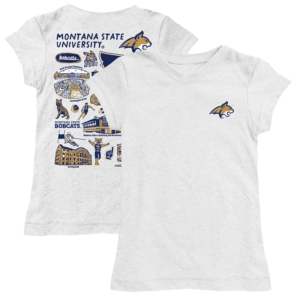 Girls Toddler Vive La Fete White Montana State Bobcats Impressions Artwork T-Shirt