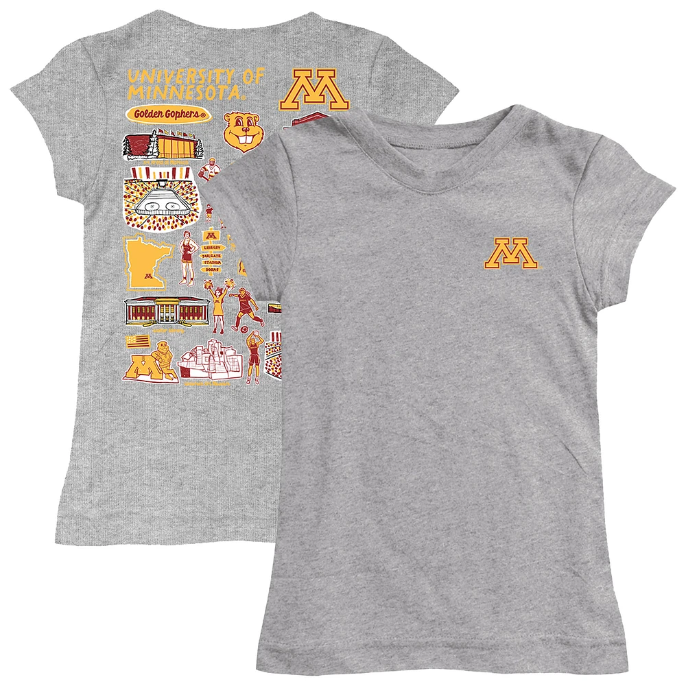 Girls Toddler Vive La Fete Heather Gray Minnesota Golden Gophers Impressions Artwork T-Shirt