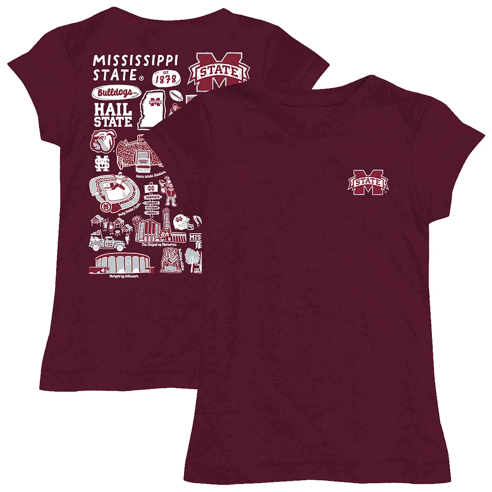 Girls Toddler Vive La Fete Maroon Mississippi State Bulldogs Impressions Artwork T-Shirt