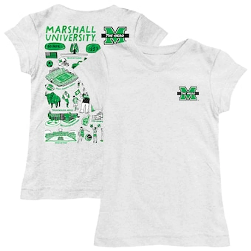 Girls Toddler Vive La Fete White Marshall Thundering Herd Impressions Artwork T-Shirt