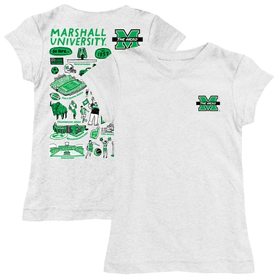 Girls Toddler Vive La Fete White Marshall Thundering Herd Impressions Artwork T-Shirt