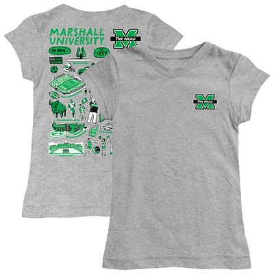 Girls Toddler Vive La Fete Heather Gray Marshall Thundering Herd Impressions Artwork T-Shirt