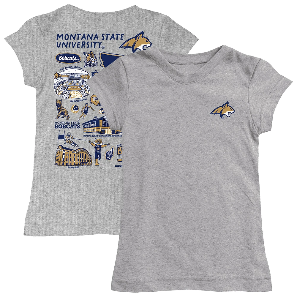 Girls Toddler Vive La Fete Heather Gray Montana State Bobcats Impressions Artwork T-Shirt