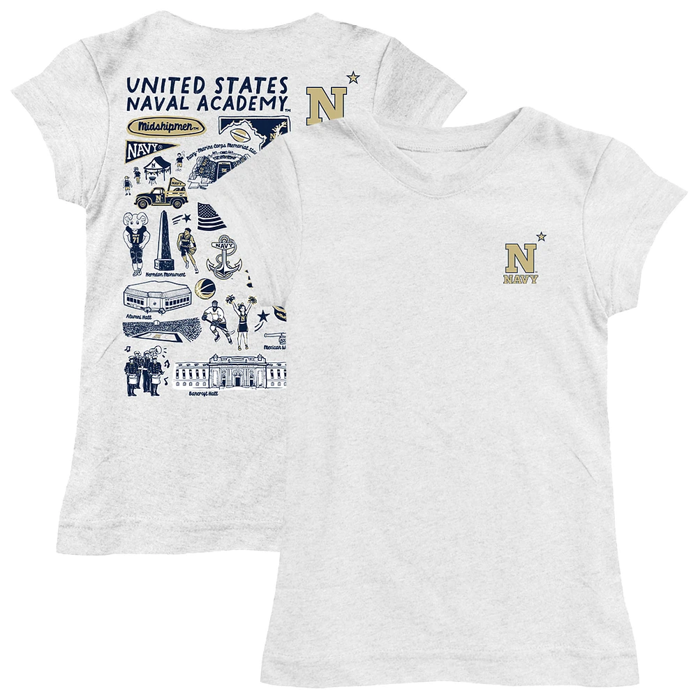 Girls Toddler Vive La Fete Navy Midshipmen Impressions Artwork T-Shirt