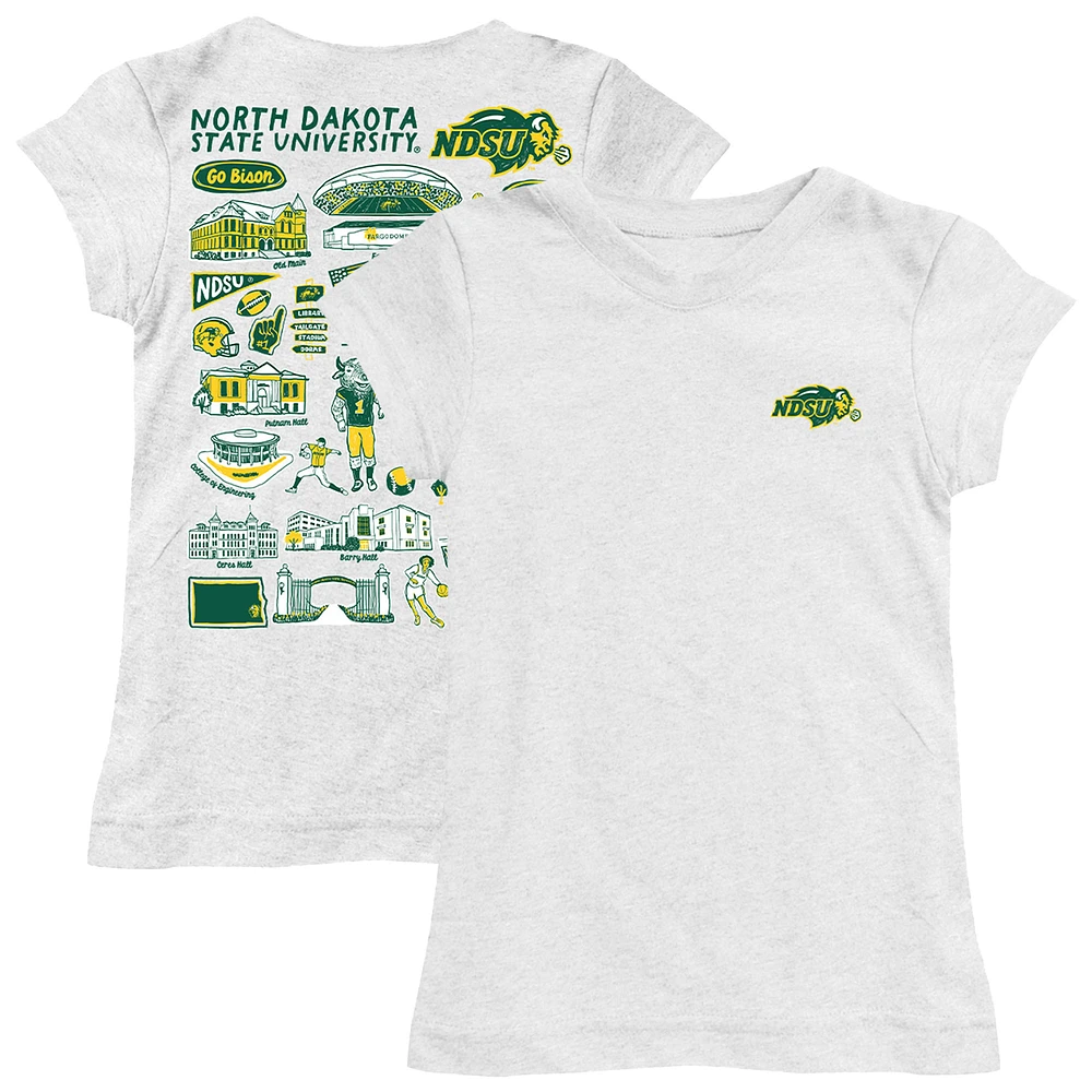 Girls Toddler Vive La Fete White NDSU Bison Impressions Artwork T-Shirt