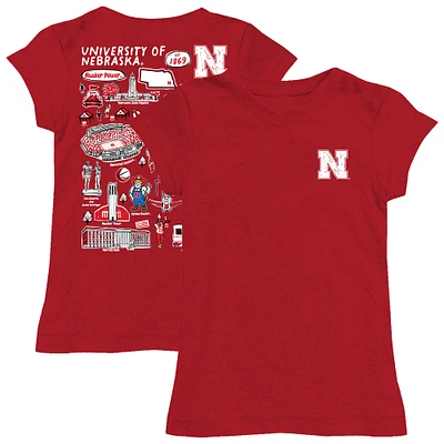 Girls Toddler Vive La Fete Scarlet Nebraska Huskers Impressions Artwork T-Shirt