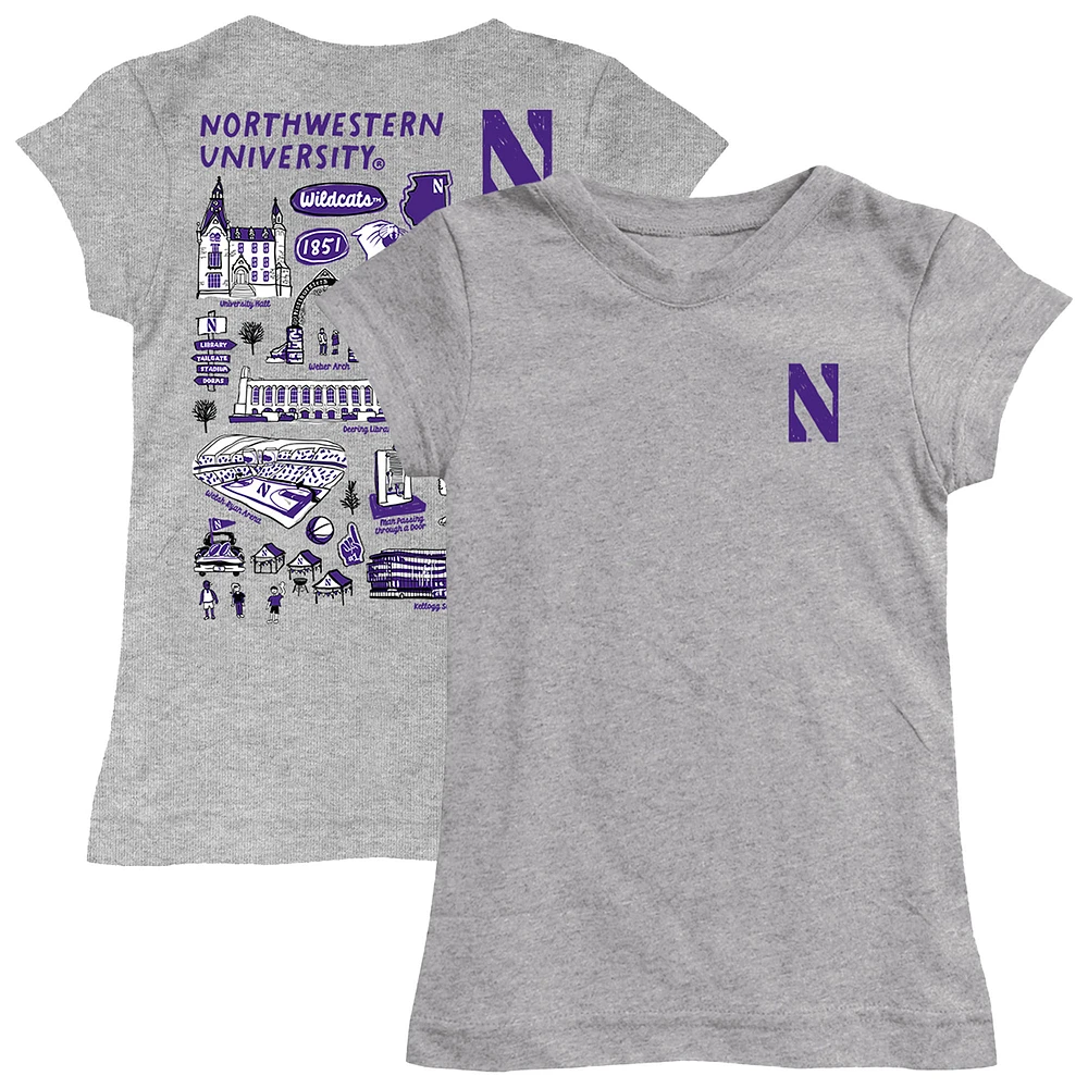 Girls Toddler Vive La Fete Heather Gray Northwestern Wildcats Impressions Artwork T-Shirt