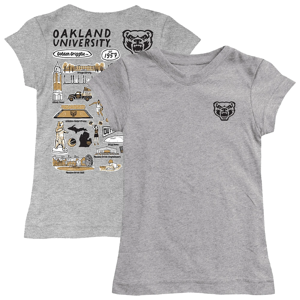 Girls Toddler Vive La Fete Heather Gray Oakland Golden Grizzlies Impressions Artwork T-Shirt