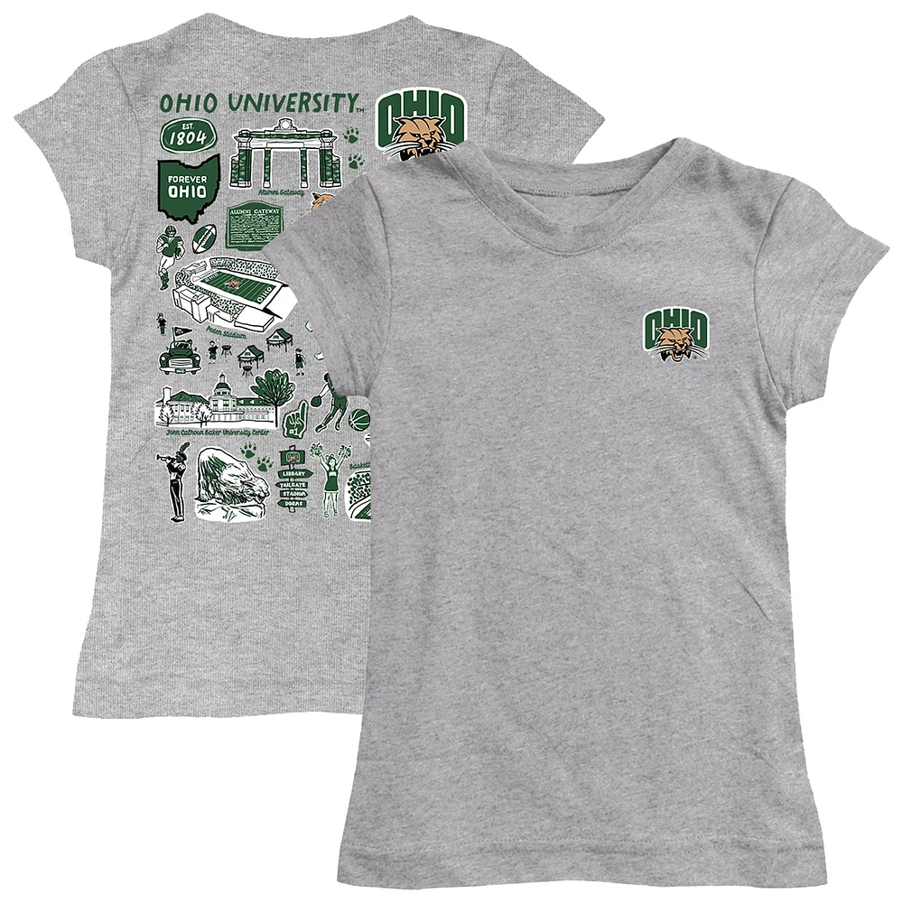 Girls Toddler Vive La Fete Heather Gray Ohio Bobcats Impressions Artwork T-Shirt
