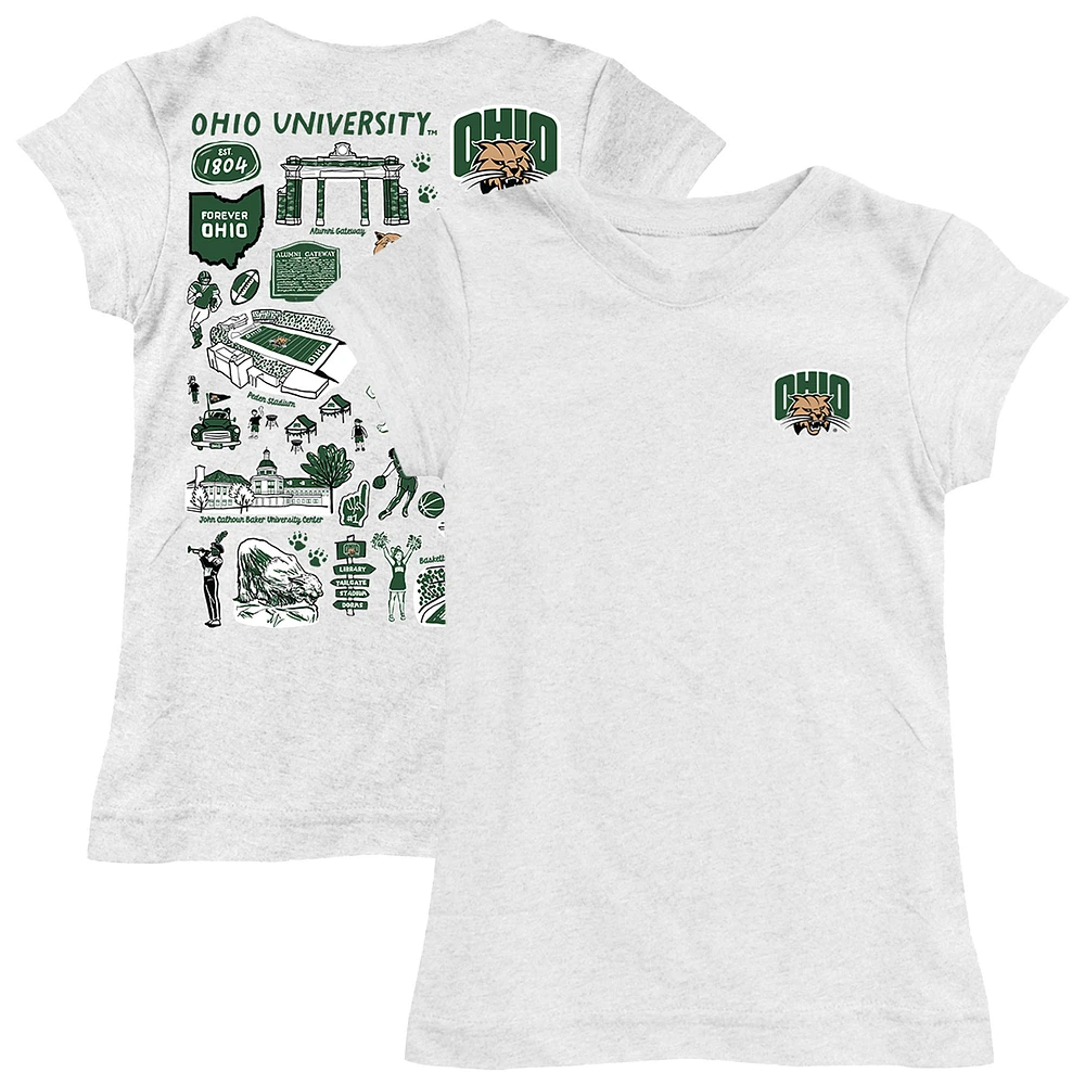 Girls Toddler Vive La Fete White Ohio Bobcats Impressions Artwork T-Shirt