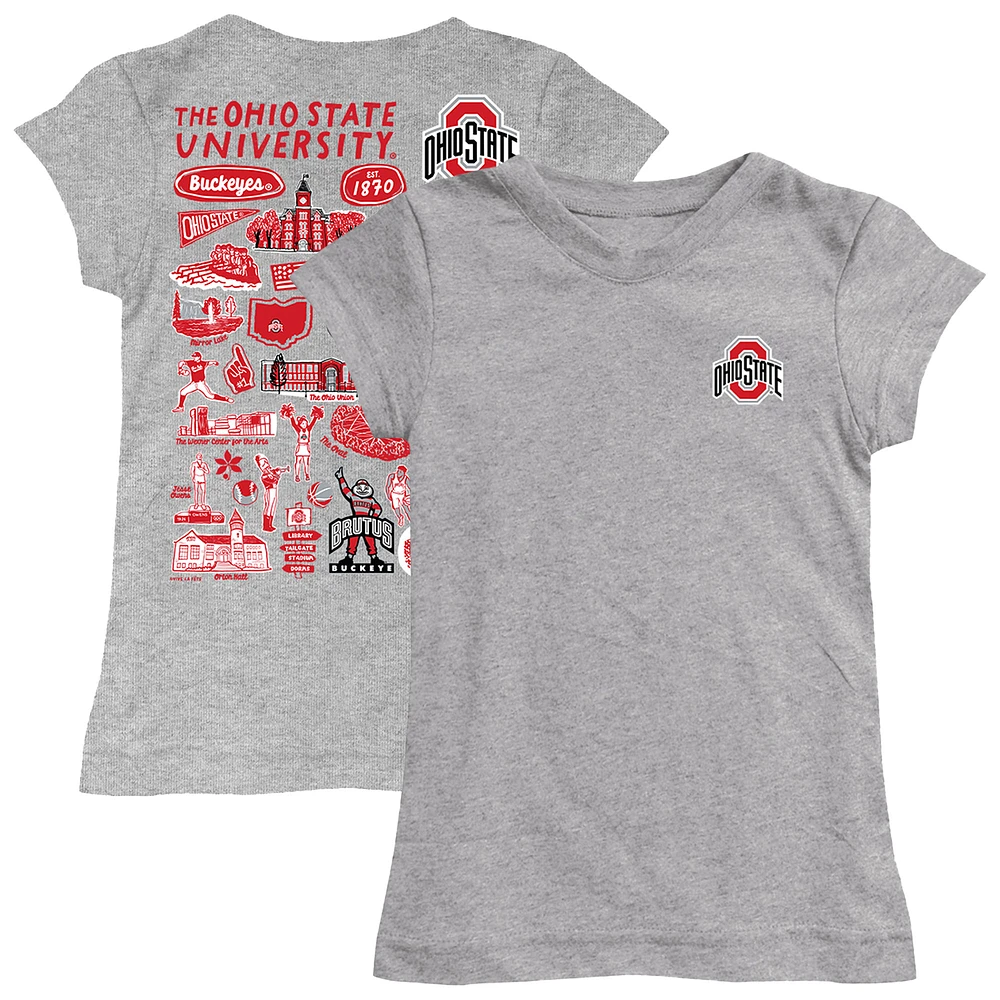 Girls Toddler Vive La Fete Heather Gray Ohio State Buckeyes Impressions Artwork T-Shirt