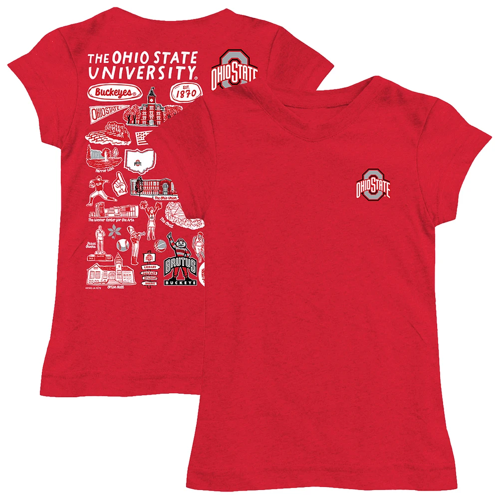Girls Toddler Vive La Fete Scarlet Ohio State Buckeyes Impressions Artwork T-Shirt