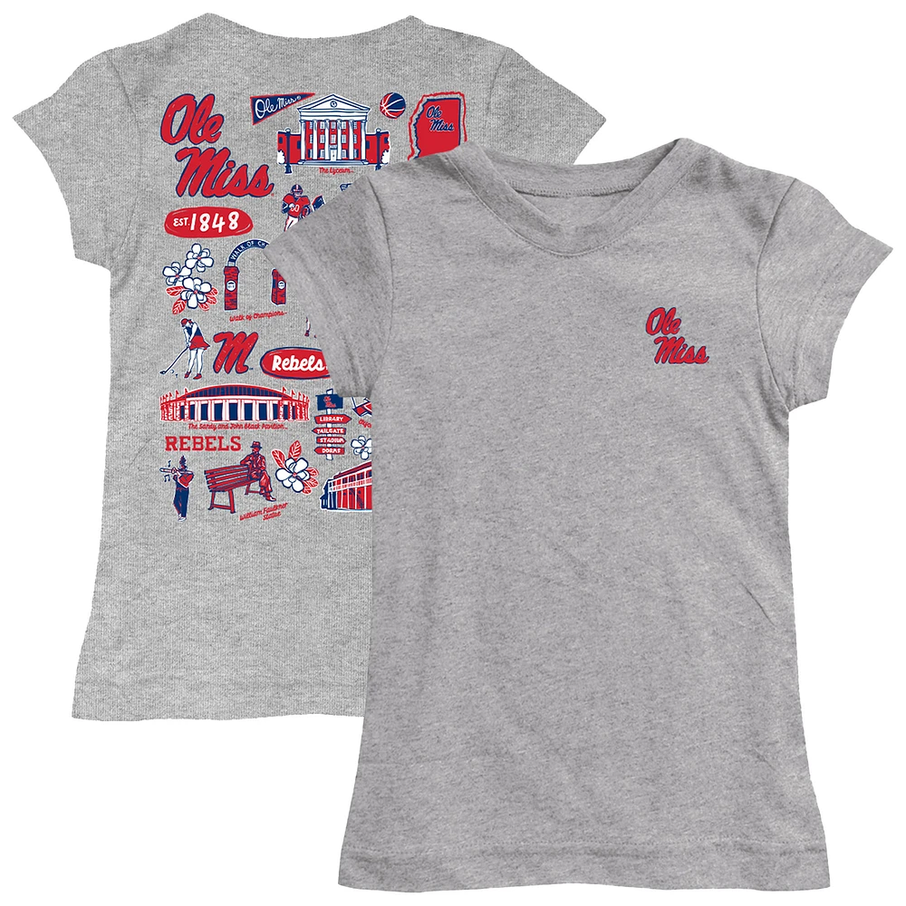 Girls Toddler Vive La Fete Heather Gray Ole Miss Rebels Impressions Artwork T-Shirt