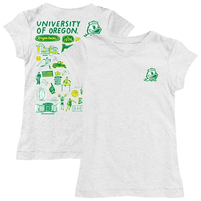 Girls Toddler Vive La Fete White Oregon Ducks Impressions Artwork T-Shirt