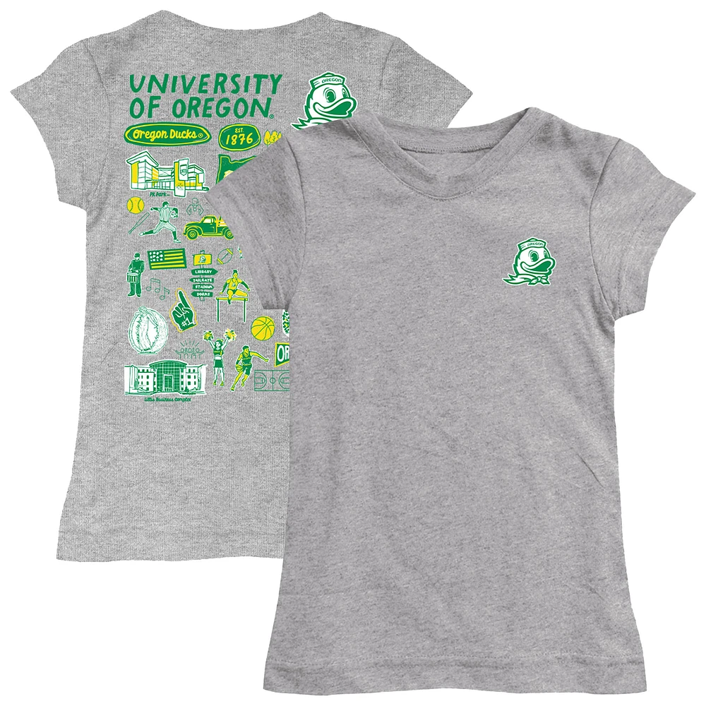 Girls Toddler Vive La Fete Heather Gray Oregon Ducks Impressions Artwork T-Shirt
