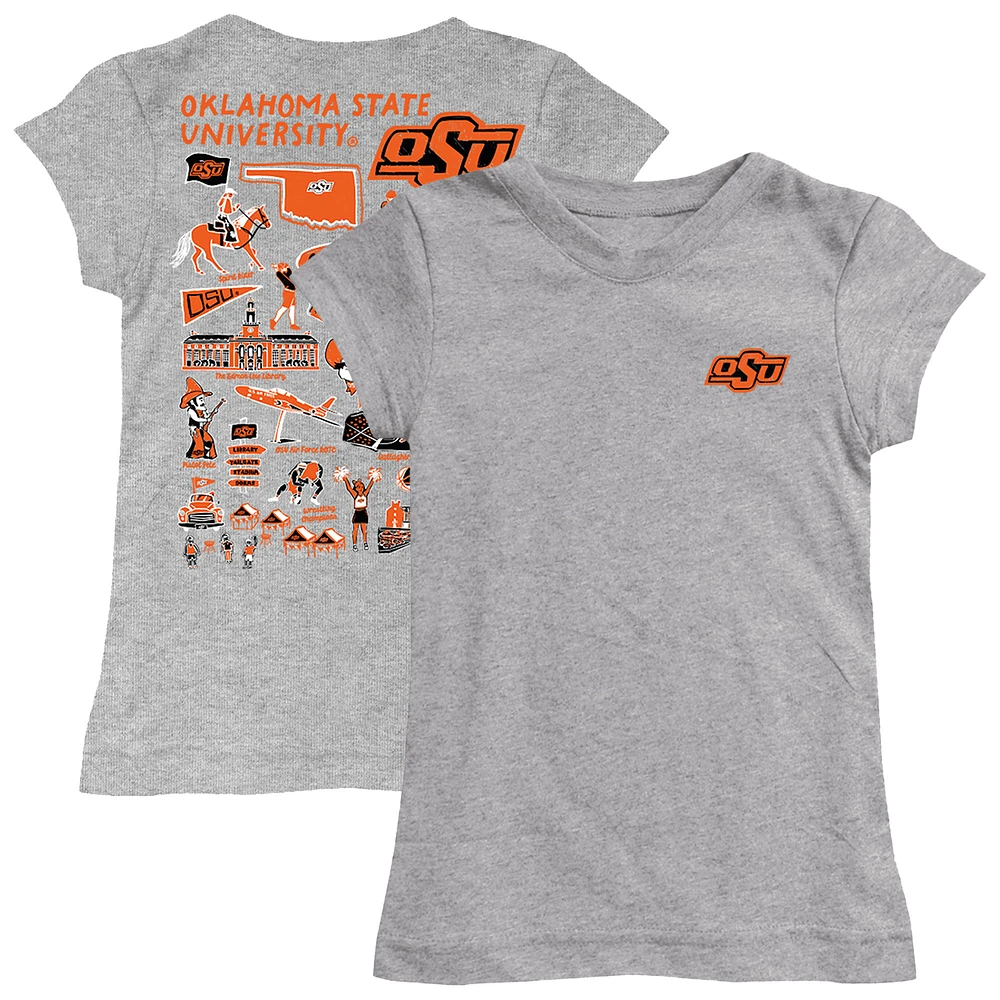Girls Toddler Vive La Fete Heather Gray Oklahoma State Cowboys Impressions Artwork T-Shirt