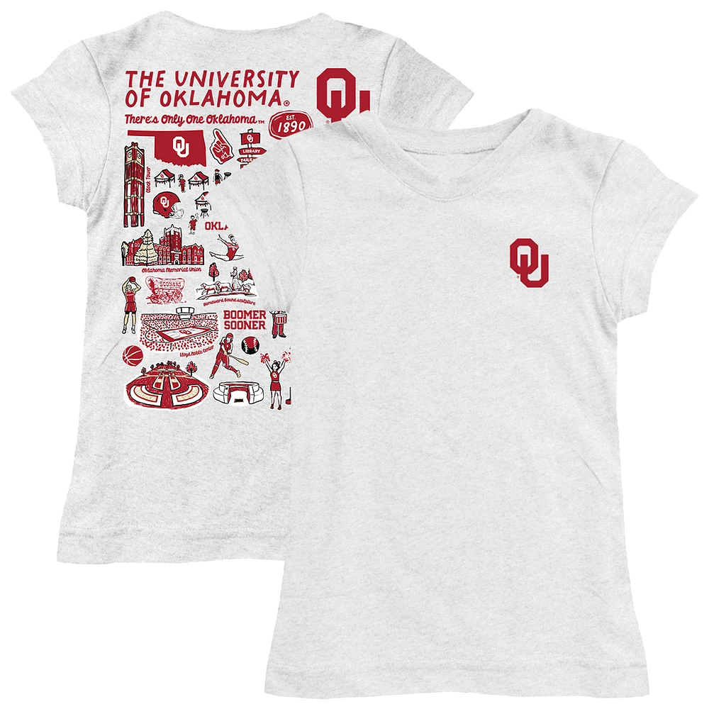 Girls Toddler Vive La Fete White Oklahoma Sooners Impressions Artwork T-Shirt