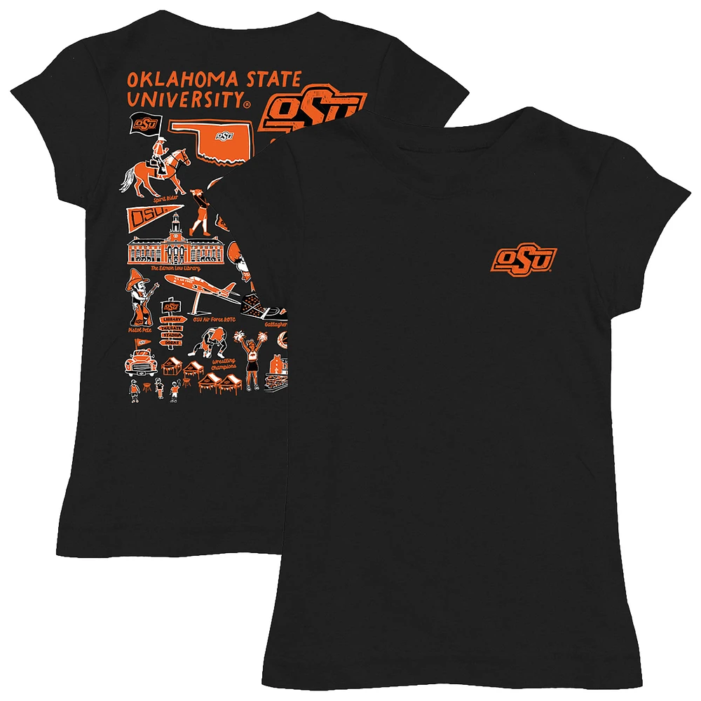 Girls Toddler Vive La Fete Black Oklahoma State Cowboys Impressions Artwork T-Shirt