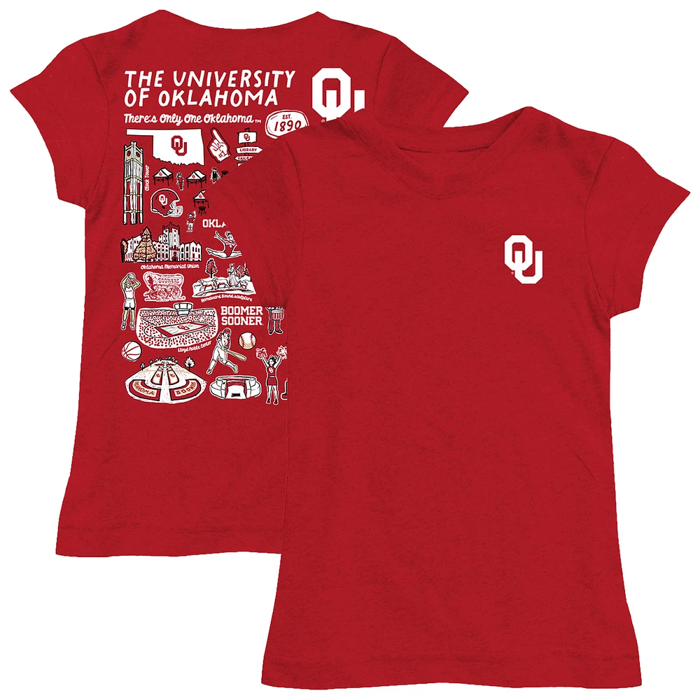 Girls Toddler Vive La Fete Crimson Oklahoma Sooners Impressions Artwork T-Shirt