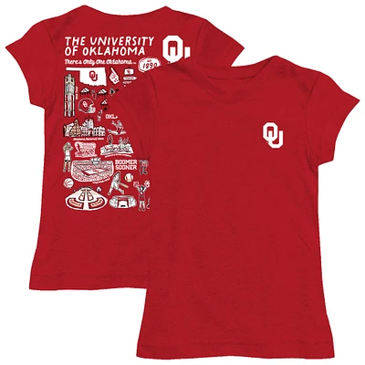 Girls Toddler Vive La Fete Crimson Oklahoma Sooners Impressions Artwork T-Shirt