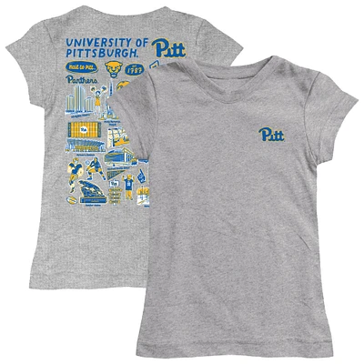 Girls Toddler Vive La Fete Heather Gray Pitt Panthers Impressions Artwork T-Shirt