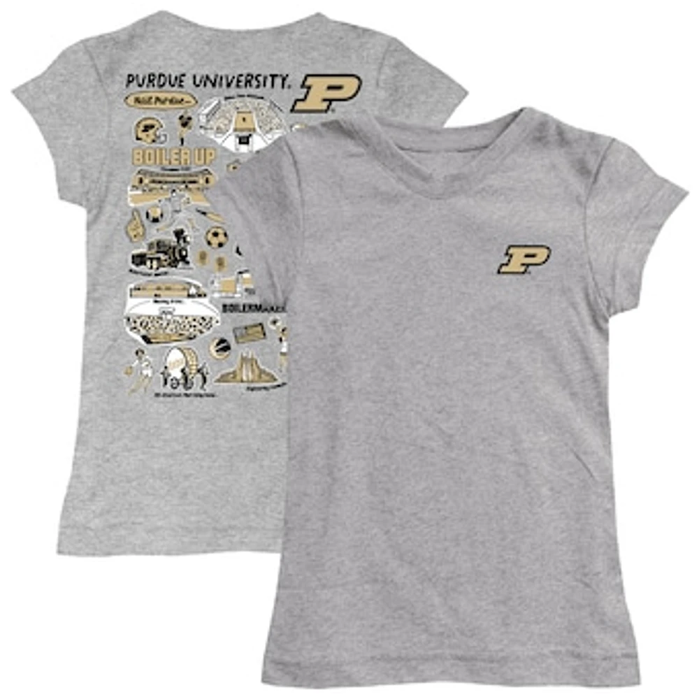 Girls Toddler Vive La Fete Heather Gray Purdue Boilermakers Impressions Artwork T-Shirt