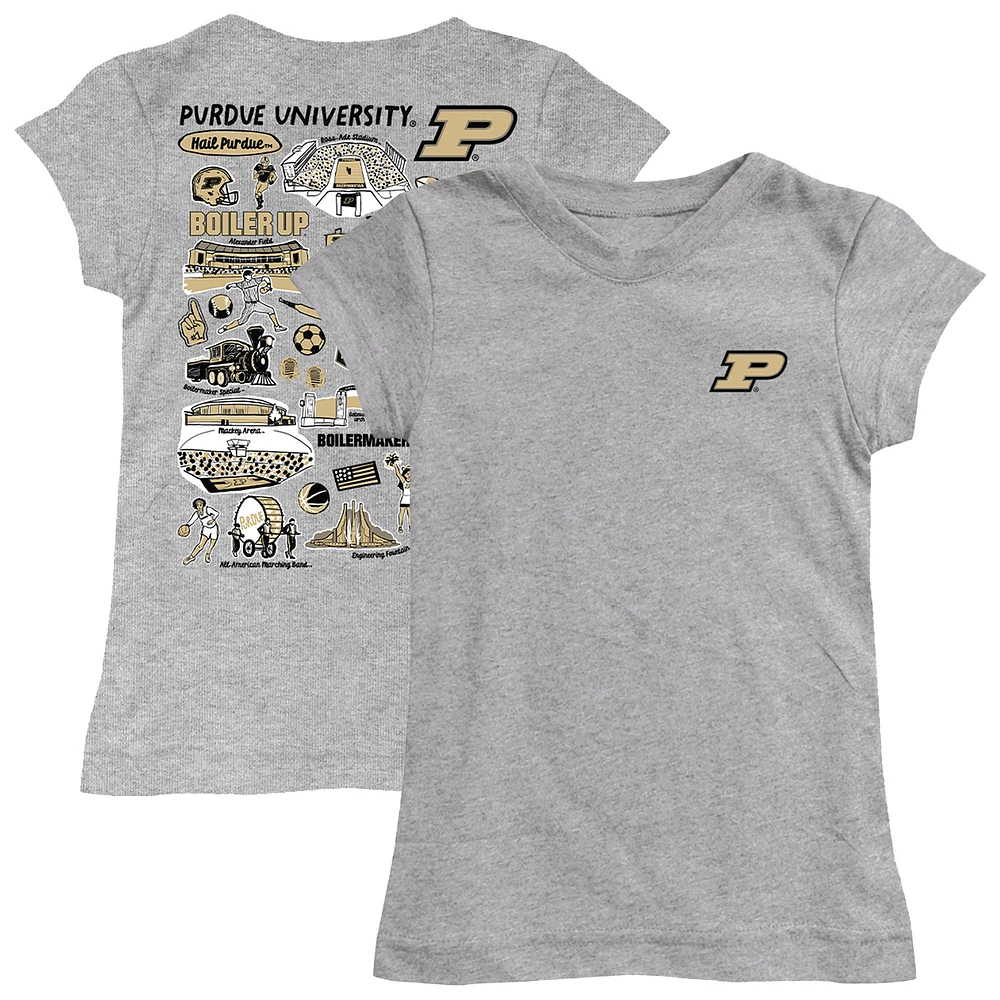 Girls Toddler Vive La Fete Heather Gray Purdue Boilermakers Impressions Artwork T-Shirt