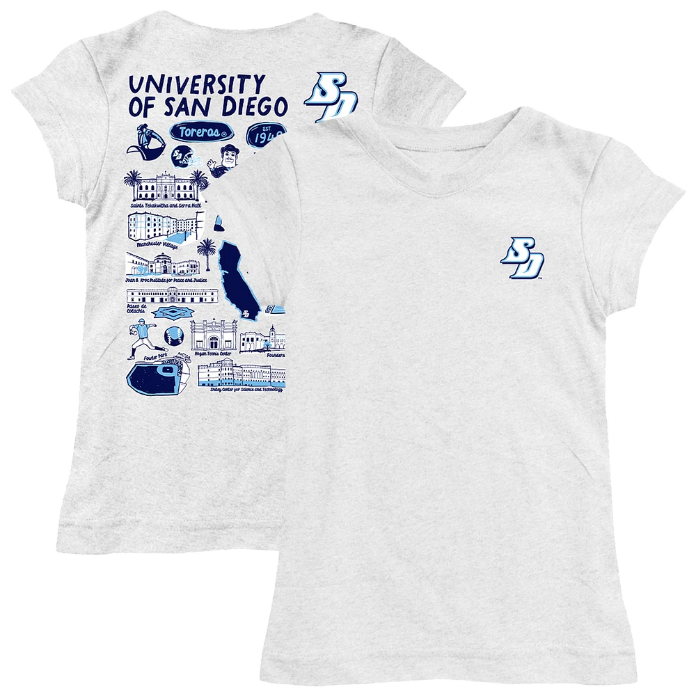 Girls Toddler Vive La Fete White San Diego Toreros Impressions Artwork T-Shirt